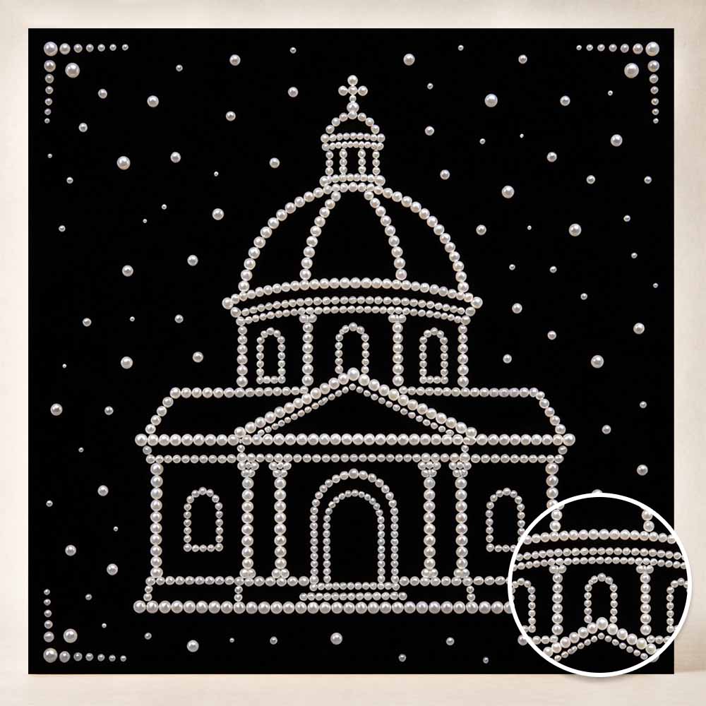 DIY Pearl Diamond Painting Set with Frame Church Building 3D Pearl Beads. Home Wall Decor