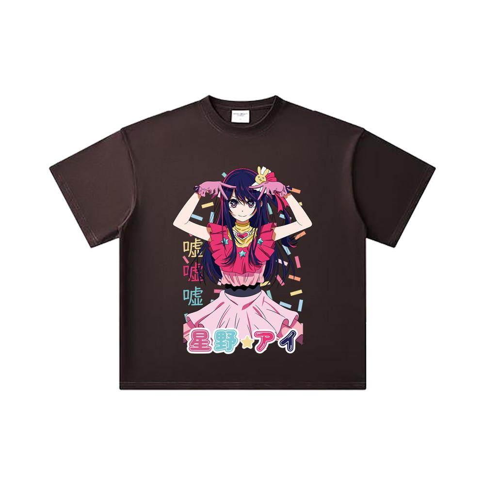 260 GSM Double Yarn 32 Count 100% Cotton Oshi No Ko V1 Print Unisex Heavy Cotton T Shirt