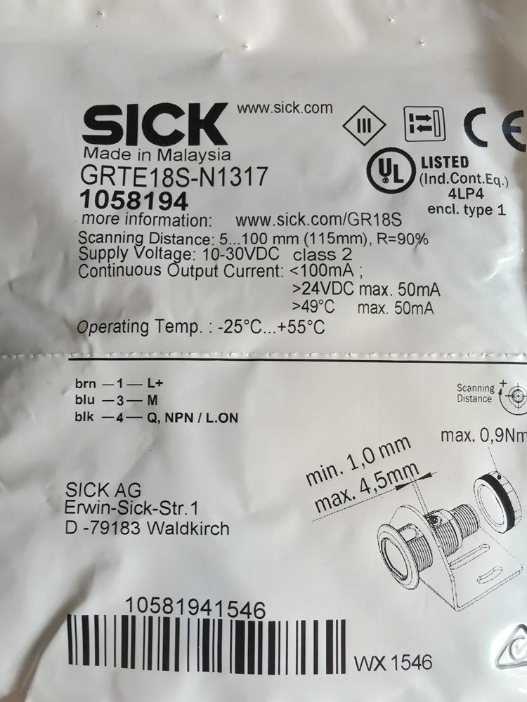 

Available: New Genuine German SICK Photoelectric Switch GRTE18S-N1317/N1347 N1317 100mm