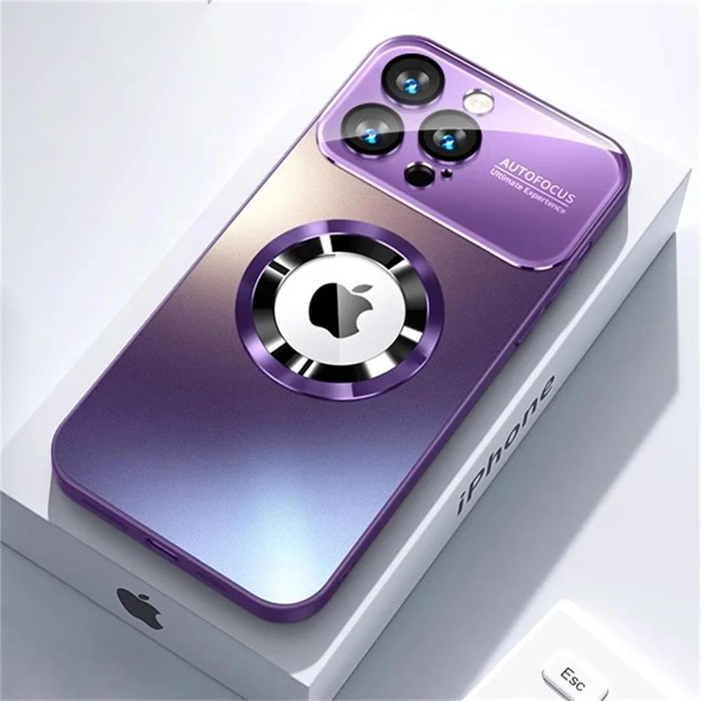 

Розкішний матовий магнітний чохол для телефону для iPhone 16 15 11 12 13 14 Pro Max Повний захист камери Силіконова рамка Матова задня кришка Ковпак For iPhone 15