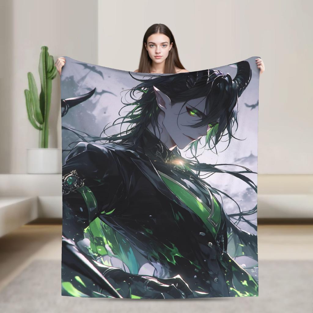 Twisted-Wonderland Blanket Malleus Draconia Cartoon Game Flannel Awesome Warm Throw Blankets for Home Restaurant Spring Autumn