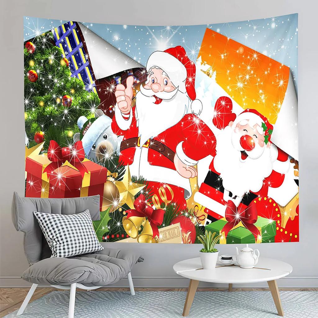 Winter Santa Claus Tapestry Back To Cold Winter Tapestry Creative Design Tapestry Art Home Living Room Bedroom Decor Tapestries