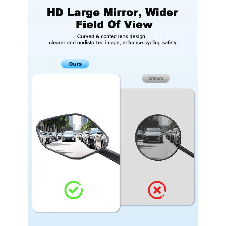 Elecpow Bike Rear View Mirror 360° Free Adjustment Rotatable Handlebar Viewmirror High Definition Large Mirror Bike Accessories