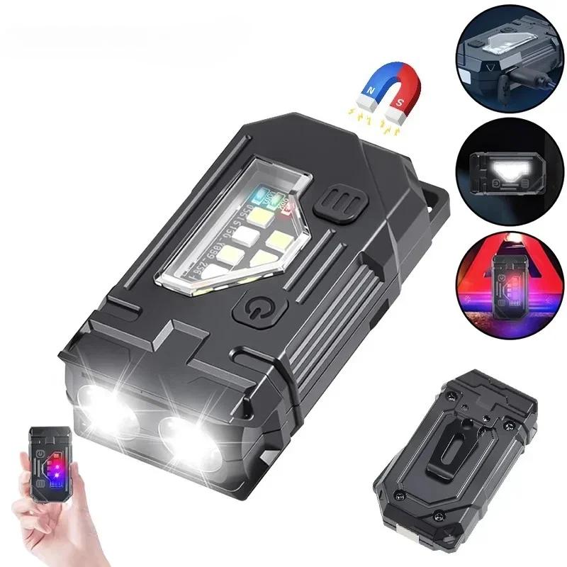 MINI USB Rechargeable LED Flashlight Portable Tail Magnet Flashlight Super Bright Camping Lantern Side COB Emergency Light