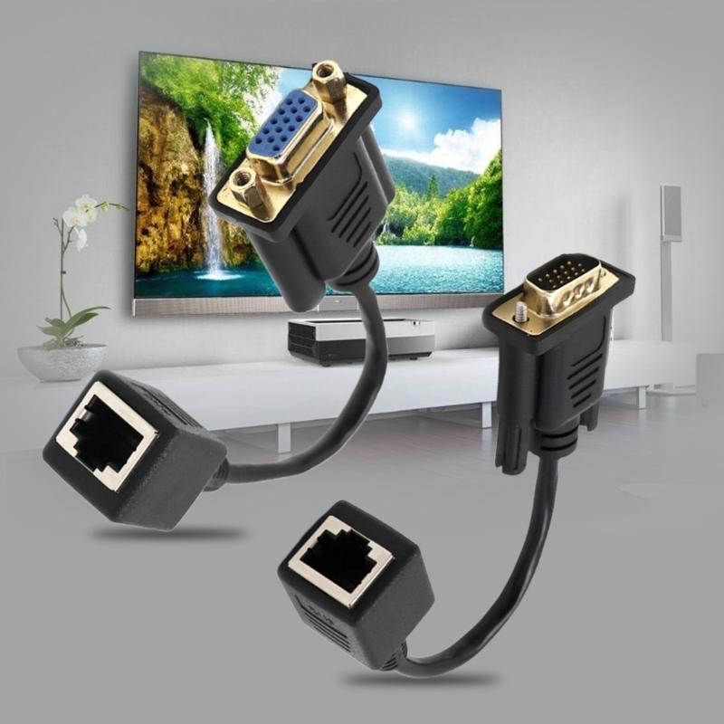 VGA to RJ45 Adapters Cable Female/Male to Female Connectors Extender Line Transfer VGA Signal Over Long Distances