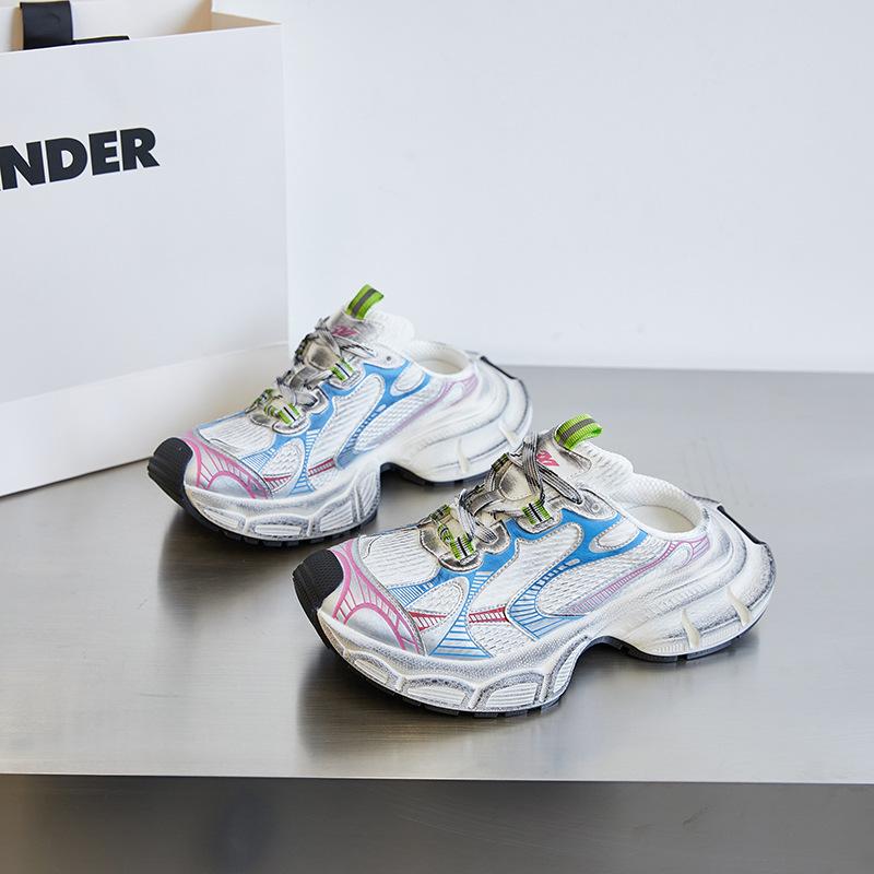 2025 Damen Retro Sommer Papa Schuhe: 9. Generation Halbslip 3XL Sportliche Baotou-Hausschuhe