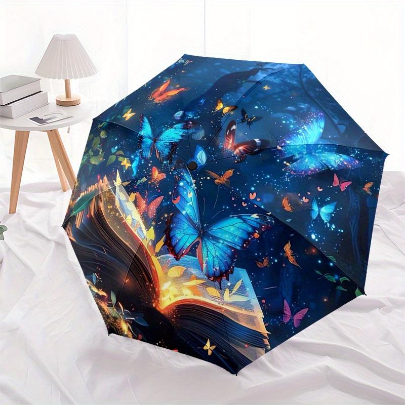 1pc Magical Butterfly Book Umbrella with Plastic Handle,Suitable for All Seasons Home Travel Outdoor UmbrellaM1328