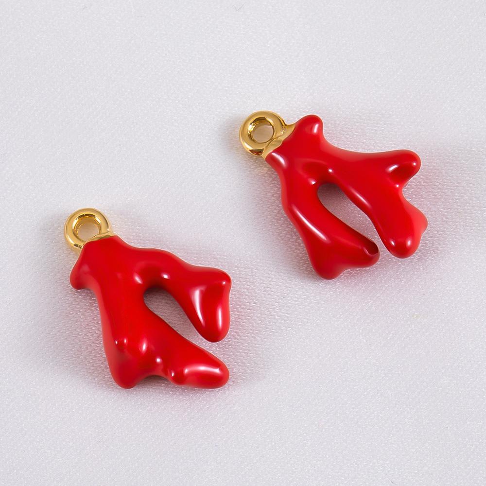 10pcs Cute Orange Enamel Sea Coral Turtle Conch Fish Starfish Charms Alloy Pendants for DIY Necklace Bracelet Jewelry Findings
