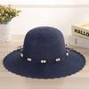 Summer Straw Hat With Wide Brim And Beaded Edge Sun Protection For Outdoor Beach Activities