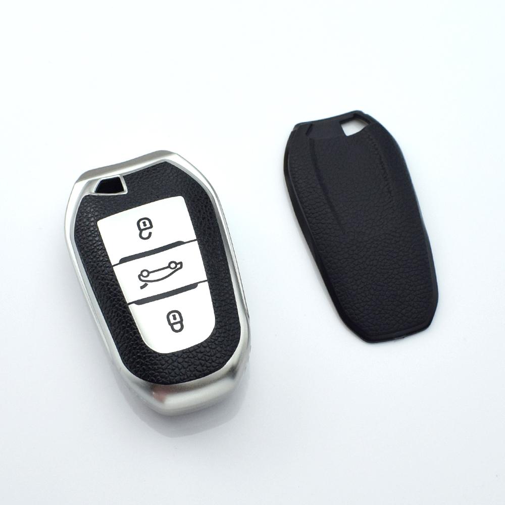 

Чехол для автомобильного ключа из ТПУ кожи для Peugeot 308 408 508 2008 3008 4008 5008 Citroen C4 C4L C6 C3-XR Picasso DS3 DS4 DS5 серебряный