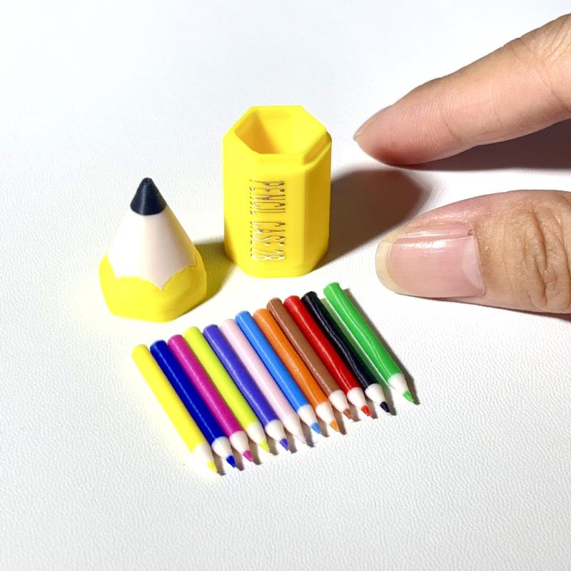 10/12Pcs Kid Pretend Play Toy Dollhouse Miniature Colored Pen Mini Pencil School Supplies Model Doll House Accessories