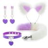 Anal Sex Toys Fox Tail Butt Plug Sexy Plush Cat Ear Headband With Bells Necklace Set Massage Sex Toys For Women Couples Cosplay
