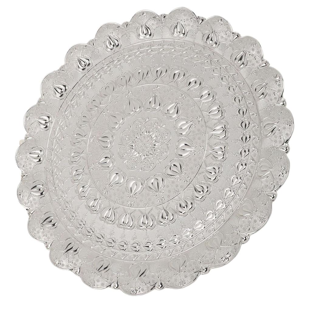 Turkish Tea Coffee Serving Tray Vintage Style Embossed Pattern Round Coffee Plate for Bar Outdoor