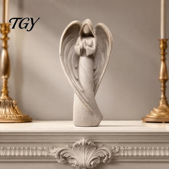 Artistic Sculpture for Study Praying Angel Statue, Abstract Guardian Figurine, Religious Prayer Elegant Tabletop Decoration Home Mantel Church Indoor