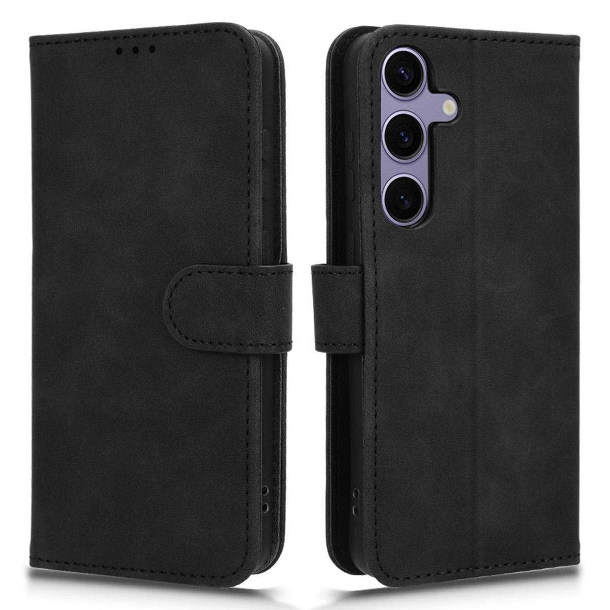 

For Samsung Galaxy S25 FE Leather Case Skin Feel Anti Drop Wallet Flip Phone Cover Black