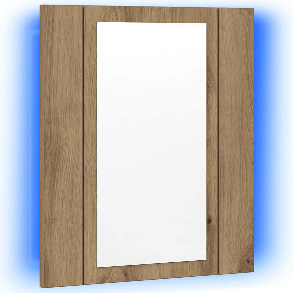 Vidaxl Szafka Łazienkowa Z Lustrem I Led, Dąb Artisan, 40X12X45 Cm