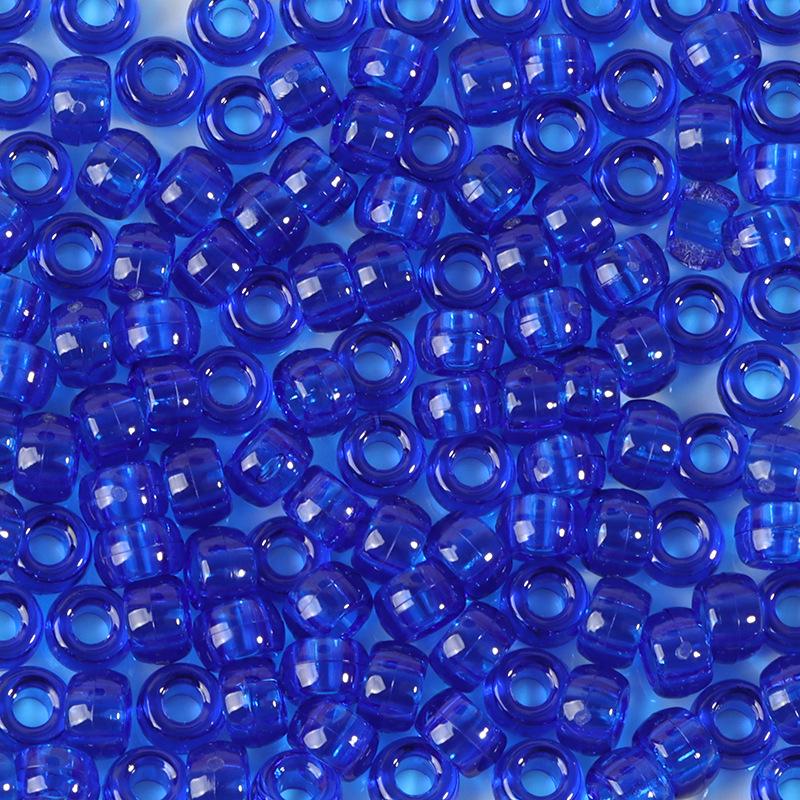 "100 Pcs Large Hole Transparent Frosted Barrel Beads - Colored Onion Powder Plastic Pony Beads for Dreadlocks and Wigs"