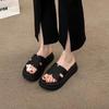 Summer new thick-soled fashion one-word slippers outside women's seaside beach with skirts versatile slippers