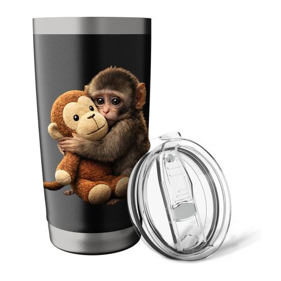 

Double Wall Insulated Tumbler Cartoon Monkey Water Bottle 600ml Stainless Steel Travel Mug Portable Thermal Drink Container for Home Kitchen Outdoor чорний