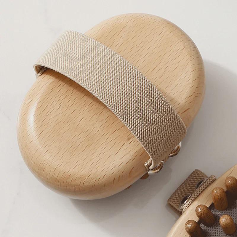Bamboo Abdominal Massage Belt, Wooden Scalp & Tendon Brush Set