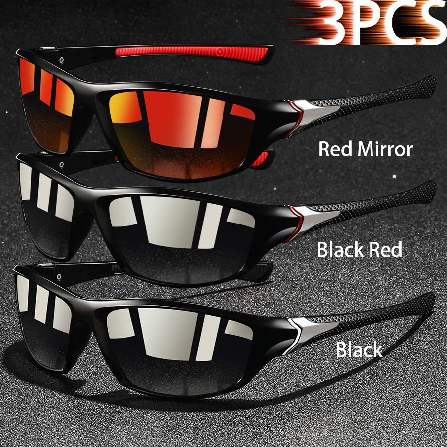 2 Pieces Fashion Vintage Sports Sunglasses Men Women Fishing Running Cycling  Sport Man Sun Glasses Anti-Glare UV400 Eyewear