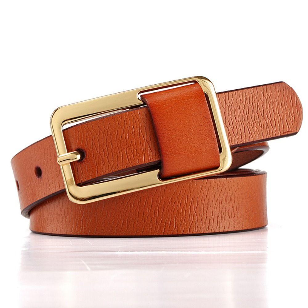 Metal Buckle Pin Buckle Belt Versatile Thin Leather Belt Fashion Genuine Leather Belt For Women