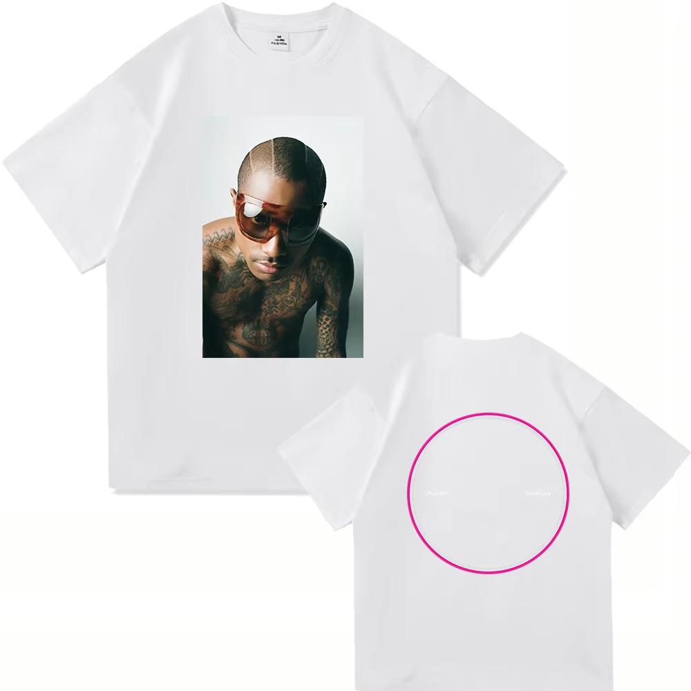 Zomer Hete Verkoop Steve Lacy Portret Voor- en Achterkant Print T-shirt Amerikaanse Retro Hip Hop Oversized Heren Dames T-shirt Y2K Katoen Gotisch Rond T-shirt