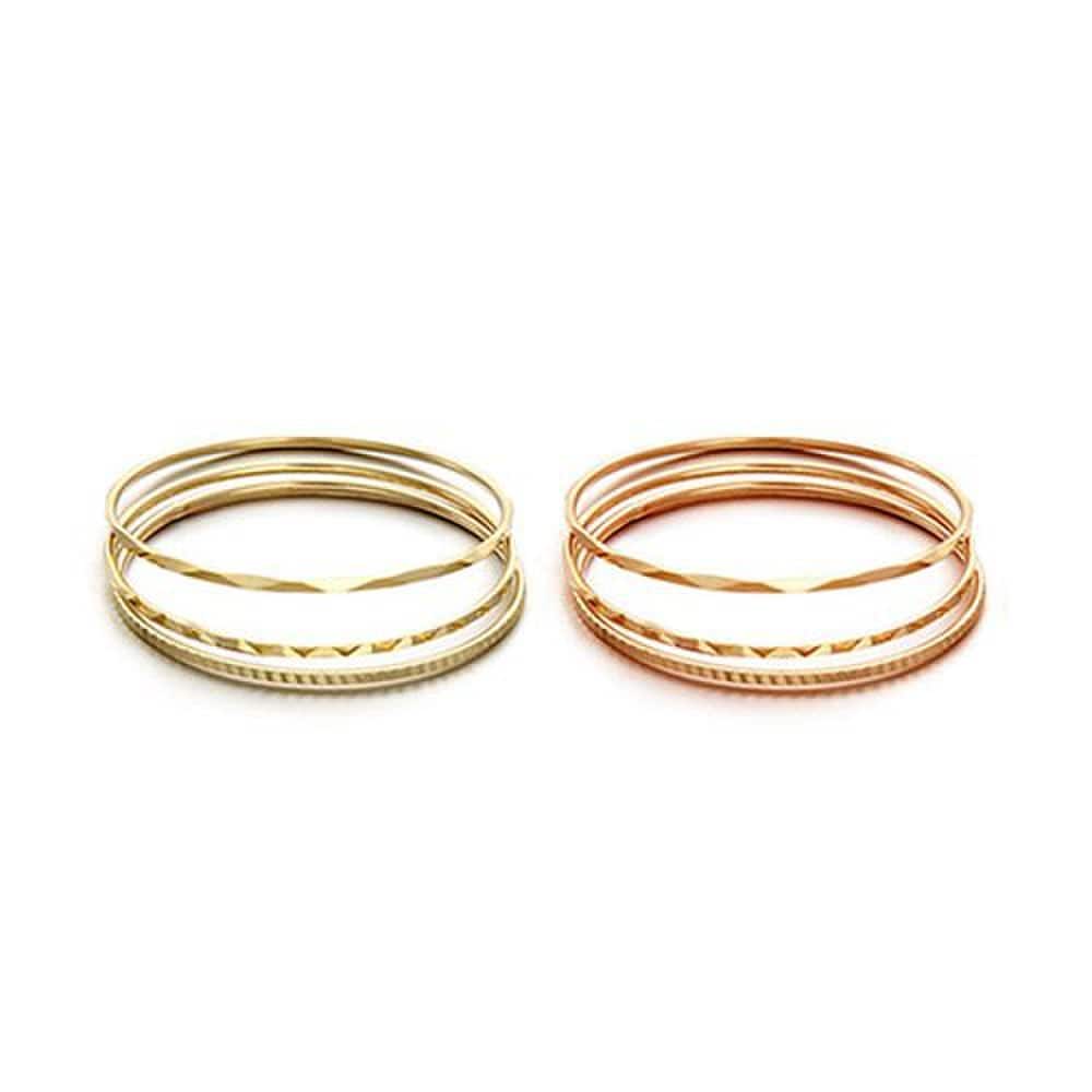 14K Cut Silver Ring Set of 3