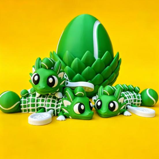 Sports Ball Dragon Egg Toy with Articulated Dragon Inside 3D Printed Baseball Football Basketball Volleyball Bowling Egg Dragon Fidget Toy