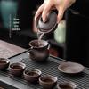 Gong He Jing Pin 9-Piece Zisha Ceramic Tea Set with Dual-Use Tray