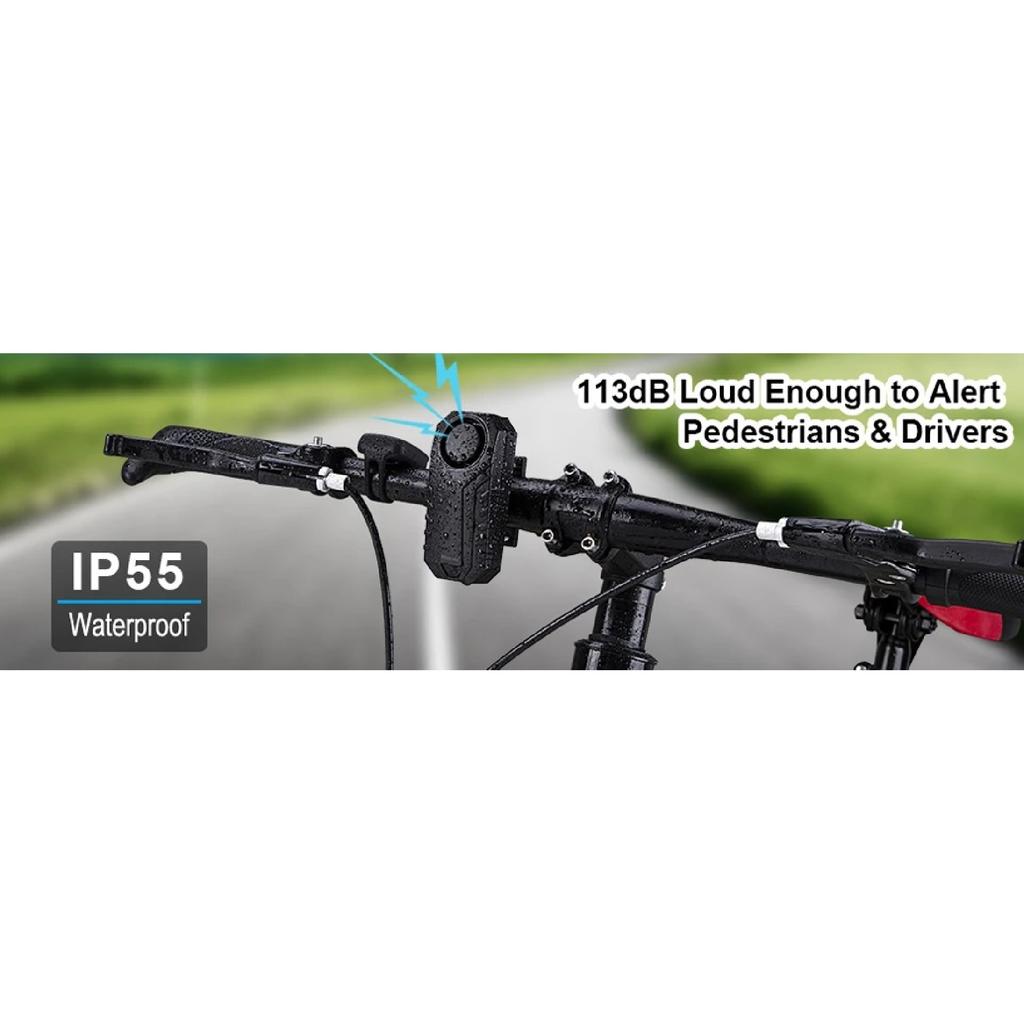 110dB Wireless Bicycle Horn Alarm with Remote Control IP55 Waterproof Anti-theft Bike Motorcycle Scooter Vibration Alarm