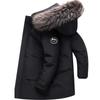 Men's Mid-Length Hooded Down Jacket 2025 - Thickened Winter Coat with Fur Collar