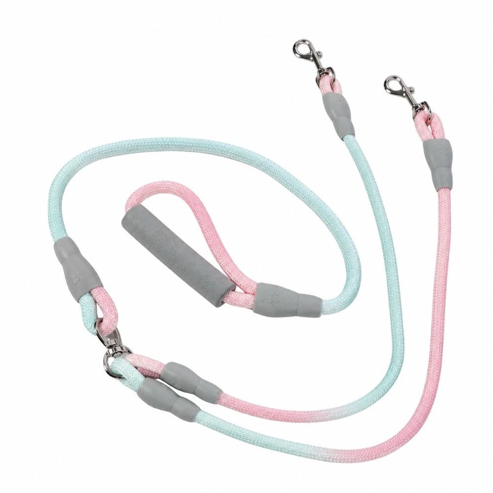 1.2cmx0.8M+1.0cmx0.6M Multi Colors Double Dog Leash Lightweight Dual Pet Leash Outdoor Travel