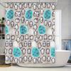 Cute Penguin Shower Curtain Waterproof Farmhouse Bathroom Decor Set Blue Gray Modern Coastal Ocean Animal Pattern Fabric Backdro