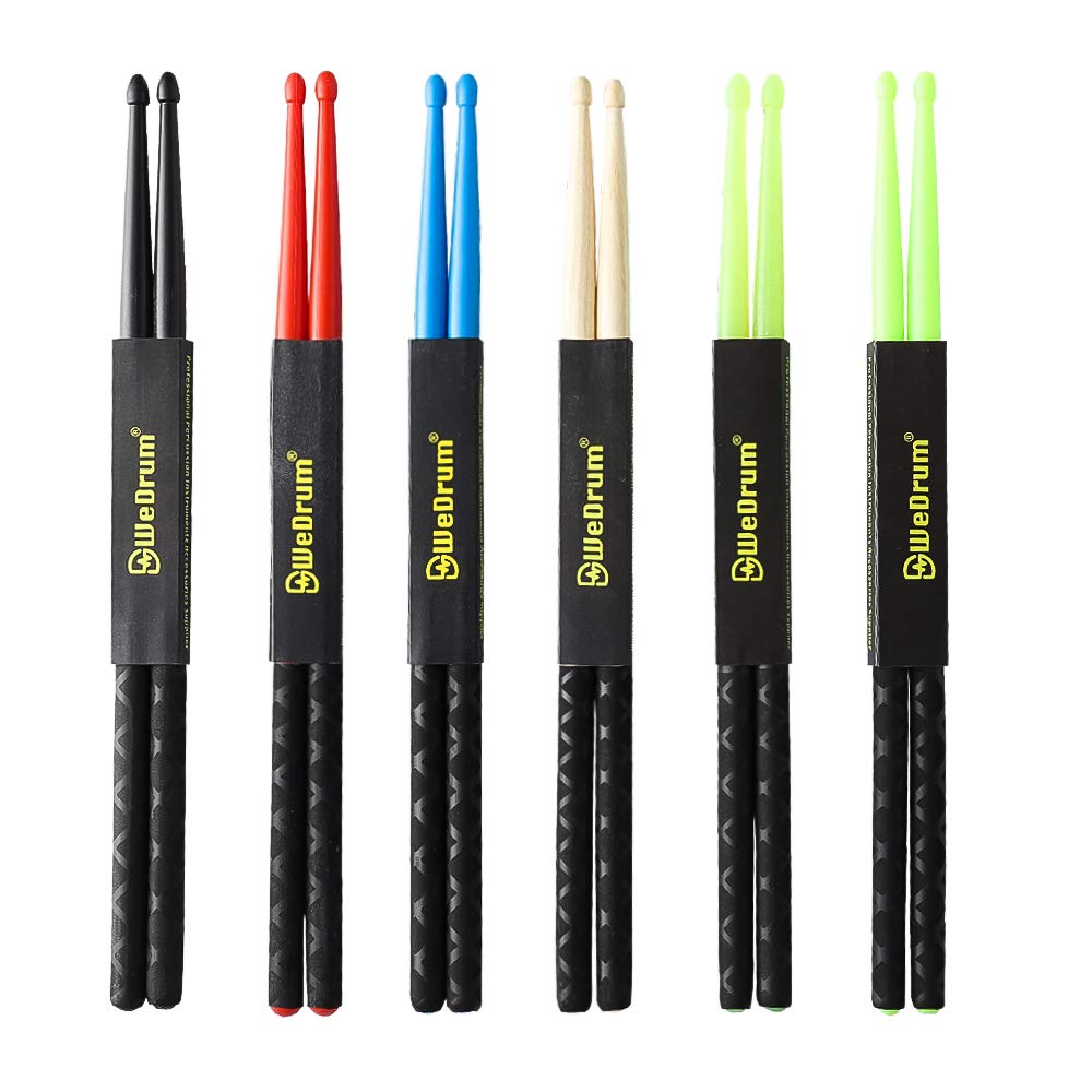 Musfunny 5A Fluorescent Nylon Lightweight and Durable Percussion Sticks for and Adults Drumsticks, Anti-Slip, Size Drumsticks, - Beginners, Children,