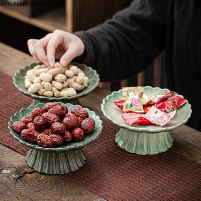 Tall Feet Ceramic Plate Cake Pan Dessert Plate Refreshment Tray Fruit Bowl Cake Stand Snack Tray Decorative Plates Display Stand