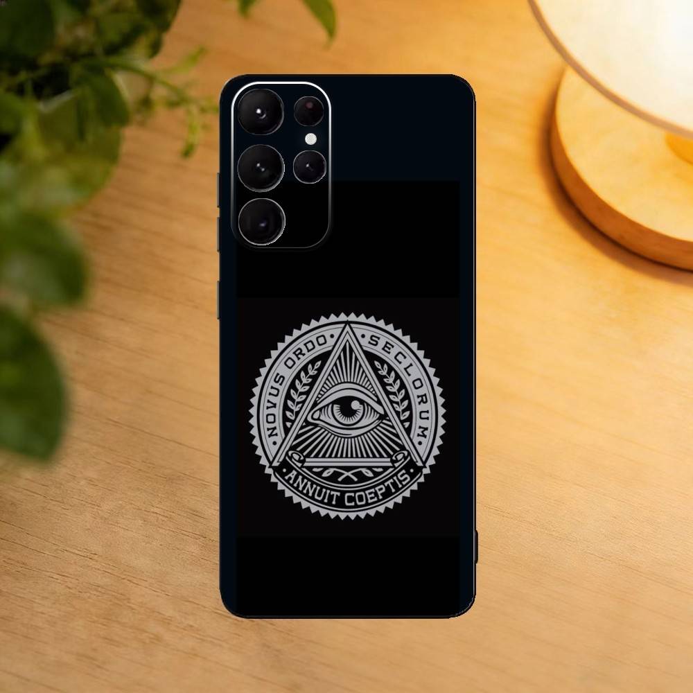 Freemasonry Symbol Phone Case For Samsung S25,24,23,22,30,21,10,9,Ultra,Plus,Lite Soft Black Case