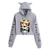 Demon Slayer Japanese Anime Cat-Themed Women's Two-Piece Crop Top & Shorts Set