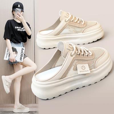 Zy1802 Sandalias de mujer, nuevas y populares, versátiles de verano, parte inferior gruesa para exteriores, zapatillas planas de estilo Mori con correa de fondo suave