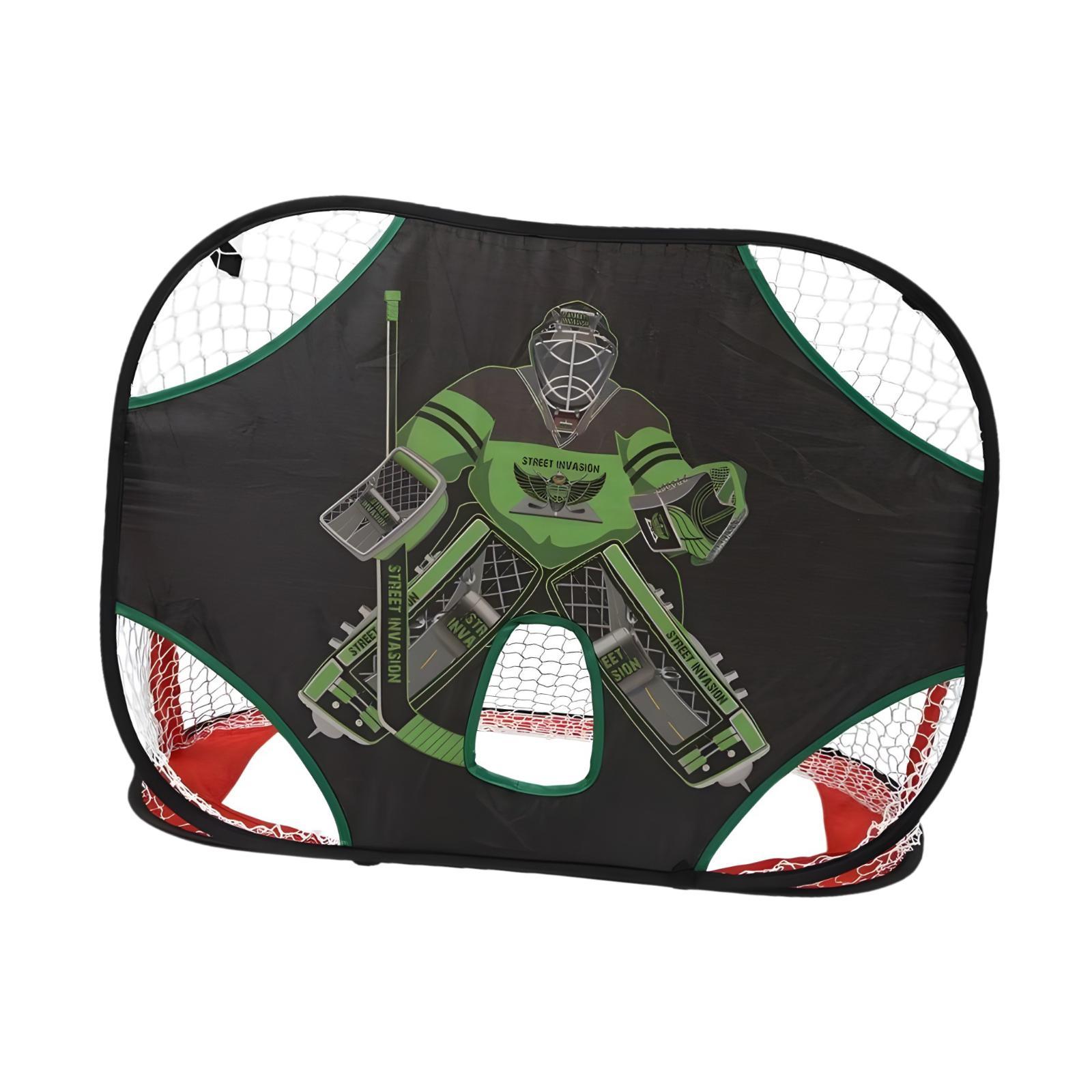 

Мишень для тренировки хоккейного гола Универсальная тренировочная сетка для бейсбола, хоккея, спорта, детей, взрослых, дворового спортзала, упражнений темно-зеленого