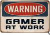 Swono Warning Gamer At Work Tin SignsVintage Metal Tin Sign for Men WomenWall Decor for BarsRestaurantsCafes Pubs