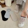 Summer Thin Socks, Women's Perforated Bow Bow Breathable Boat Socks, Silicone Anti-slip Color-blocked Light-cut Invisible Socks