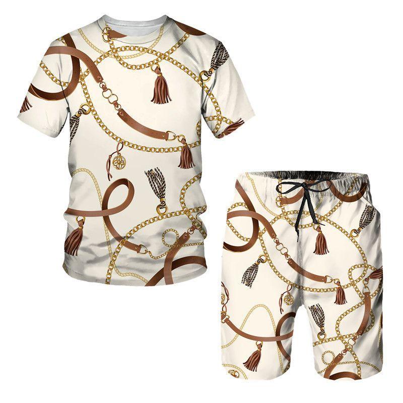 2025 Sommermode T-Shirt Set Tägliche Outdoor-Strandshorts Herren Kurzarm T-Shirt und Shorts Set Sommer 3D Gedruckt