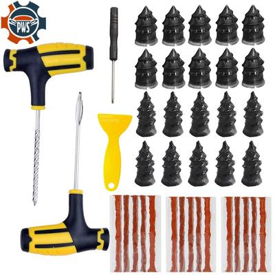 PWS New Car Tire Repair Tool Kit Rubber Tubeless Tyre Puncture Repair Kit Studding Tool for Bike Motorcycle Tires Repair Set