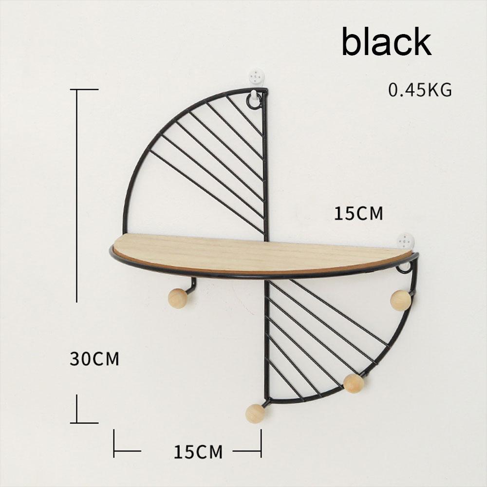 Modern Minimalist Creative Semi-Circular Rectangular Wall Shelf Living Room Office Color Wrought Iron Storage Multifunctional