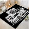 White JDM Sport Car Comic Collage Print Area Rug Non‑Slip Rectangular Floor Mat Car Fan Decor for Gaming Room Living Bedroom
