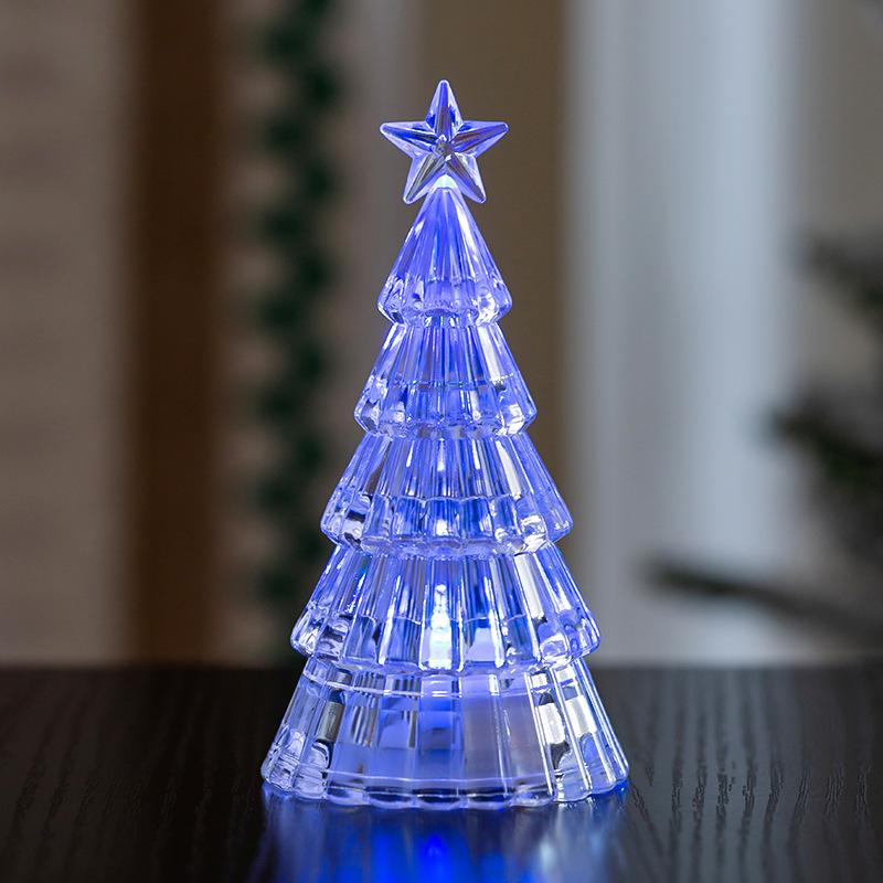 2pcs Christmas Decoration Ornaments Mini Luminous Crystal Christmas Tree High-end Desktop Ornaments Christmas Gift Lights