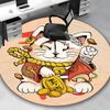 1pc Anime Cat with Gold Coin Round Carpet - Office Chair Mat, Non-Slip Rug for Home Decor, Seasonal Gift, Suitable for Office, Living Room