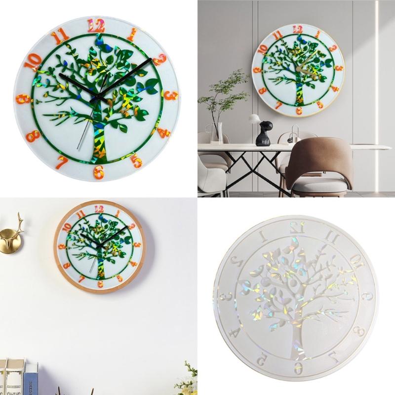 DIY Zegar Drzewo Silikonowa Forma Holograficzna Forma do Żywicy Wisior na Ścianę