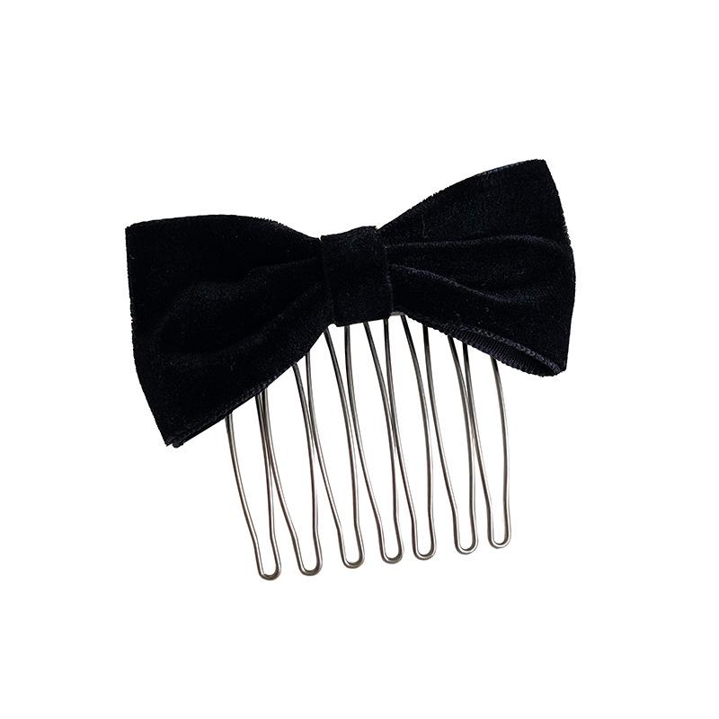 Korean Velvet Bow Hair Comb - Sweet & Simple Hair Accessory